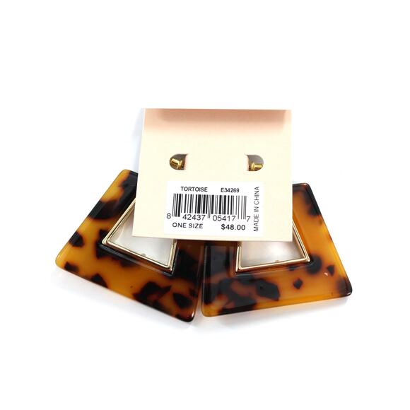 Rebecca Minkoff Triangular Tortoise Resin Drop Earrings $48 Tags #RM332 - Picture 3 of 5